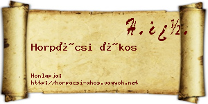 Horpácsi Ákos névjegykártya